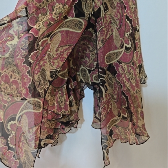 Dressbarn Y2K Fairy Silk Paisley Midi Dress Size 12 Sequin Asymetric Whimsigoth - Picture 8 of 12